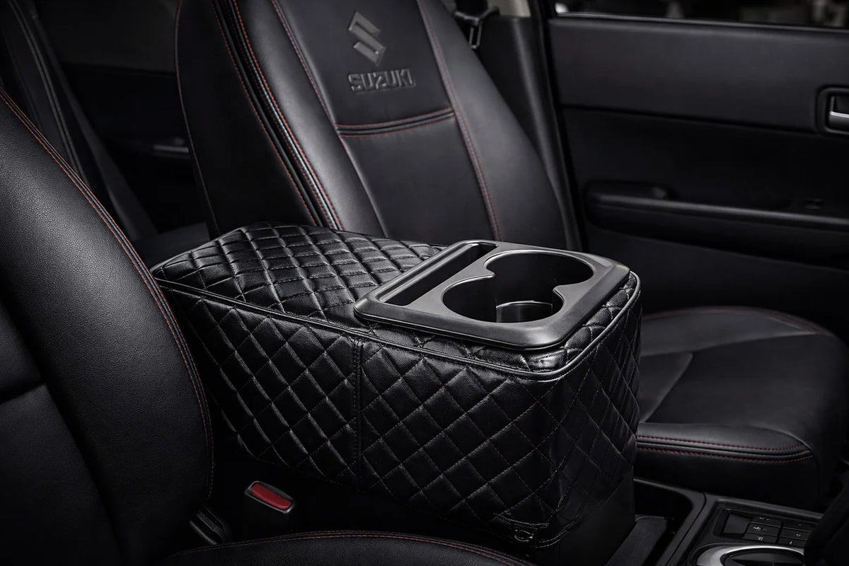 Elite Car Armrest Organizer with Dual Cup Holder