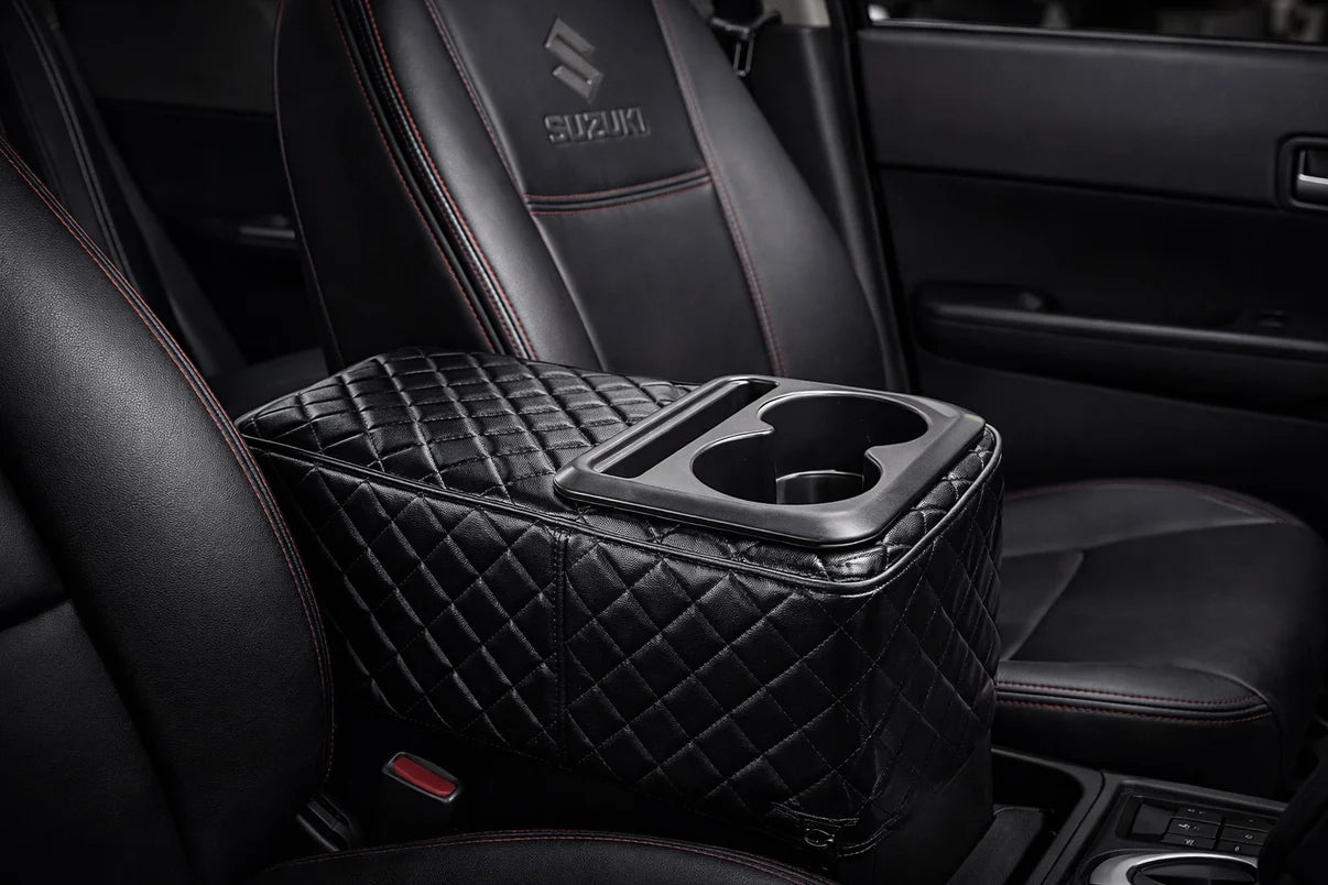 Elite Car Armrest Organizer with Dual Cup Holder